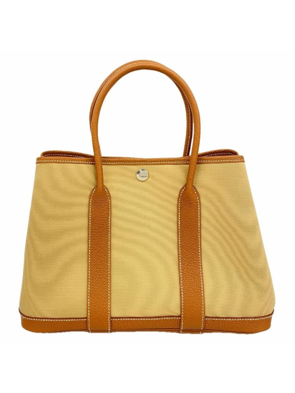 Hermes Tote Bag Garden Party TPM Toile Officier Gold Trench Silver